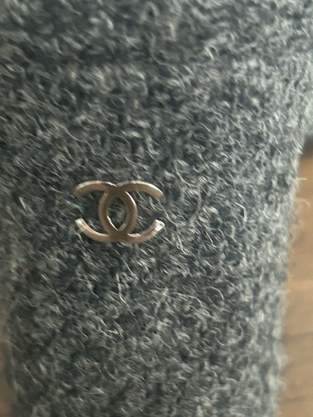Vintage Chanel slingback cap toe pointy toe tweed gray and black heel 38.5 sz 8 - Picture 4 of 15
